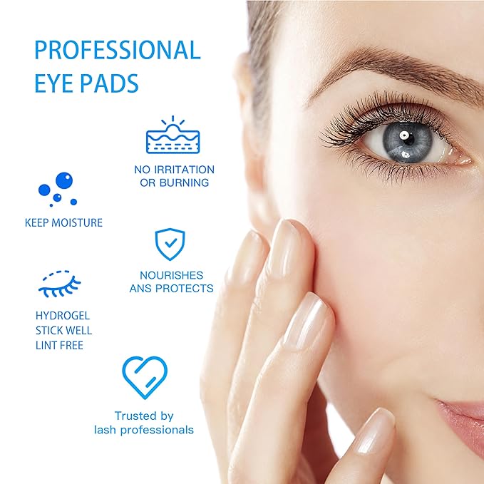 i-Laesh 100 Pairs Eye Pads for Lash Extensions - 100% Natural Aloe Vera Hydrogel Gel Under Eye Pads - Lint Free, Stick Well, Fits Most Eye Shapes Lash Extension Supplies Makeup Tools - U Eye Pads