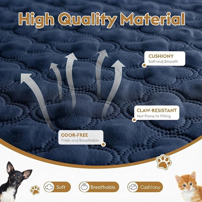 FunFurry Waterproof Dog Blanket, Couch Cover for Dogs Washable, Reversible Dog Bed Cover, Couch Furniture Protector. (Dark＆Light Blue, 82 X 120 Inch - 1 Pack)