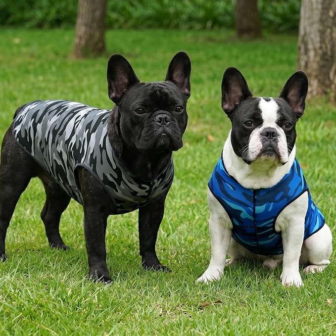 YUDODO Lightweight Dog Shirts, Stretchy Dog Tank Tops, Soft Pet Vest | Skin-Friendly, Breathable, Sleeveless, All Season Dog Clothes, For Small Medium Dogs, Blue Camo, L