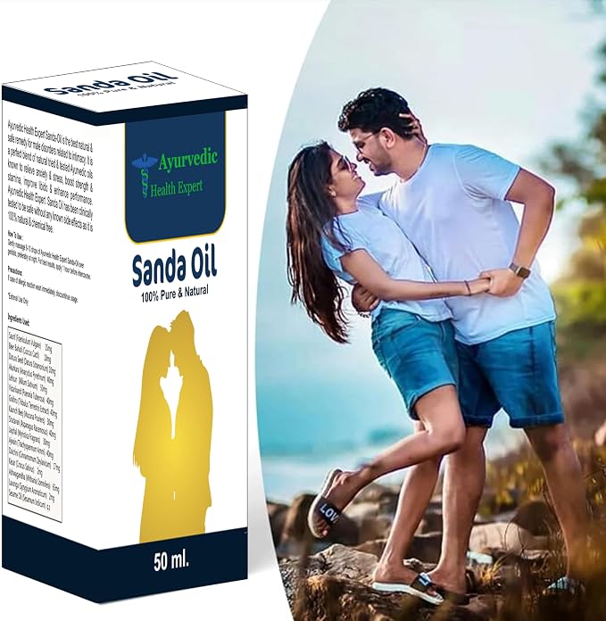Sanda Herbal Massage Oil for Men | Natural Ayurvedic Blend with Safed Musli, Ashwagandha & Sesame Oil | External Use Only | 50 ml (1.6 oz)