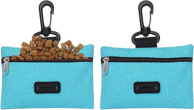 Dog Poop Bag Holder, Pet Waste Bag Dispenser Dog Treat Pouch with Clip Oxford Cloth Portable Reusable Easy Cleanup(2Pcs, Dark Green), Intended for Outdoor/Travel/Walking
