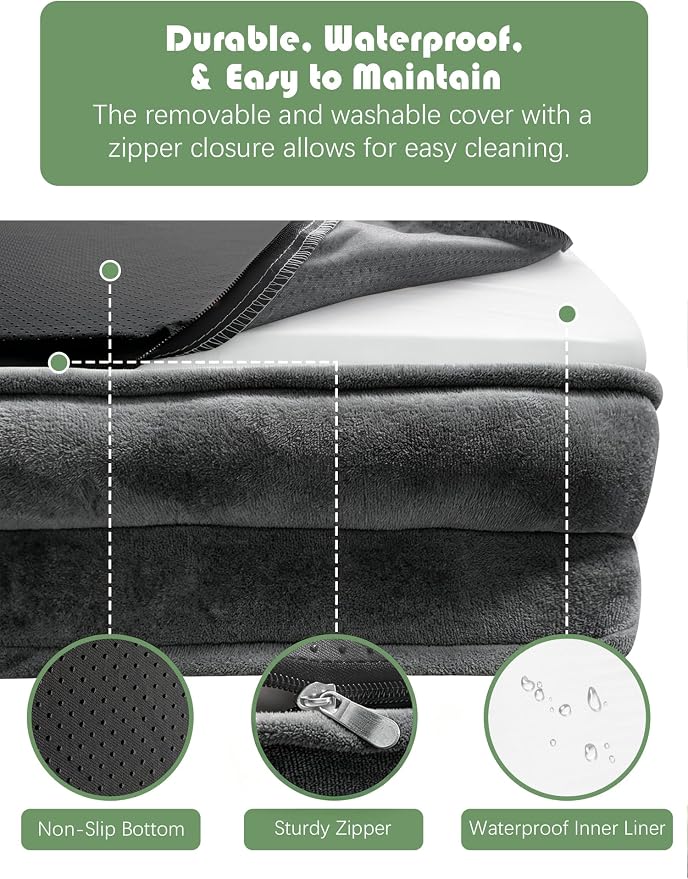 Spotted Play Orthopedic Dog Bed with Sides - Sofa Beds for Small Dogs, Supportive Foam Pet Couch Bed with Washable Removable Cover, Waterproof Lining and Non-Slip Bottom, Dark Grey - S