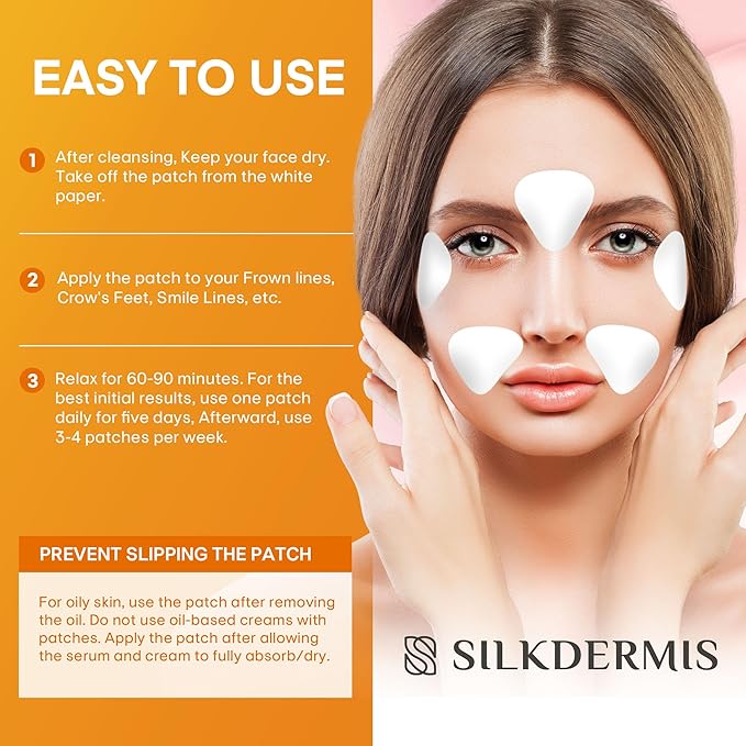SILKDERMIS Forehead Wrinkle Patches with Triangle: For Smile Line and Under Eye-Anti Wrinkle Patches with Aloe, Collagen, Vitamin E 112pcs