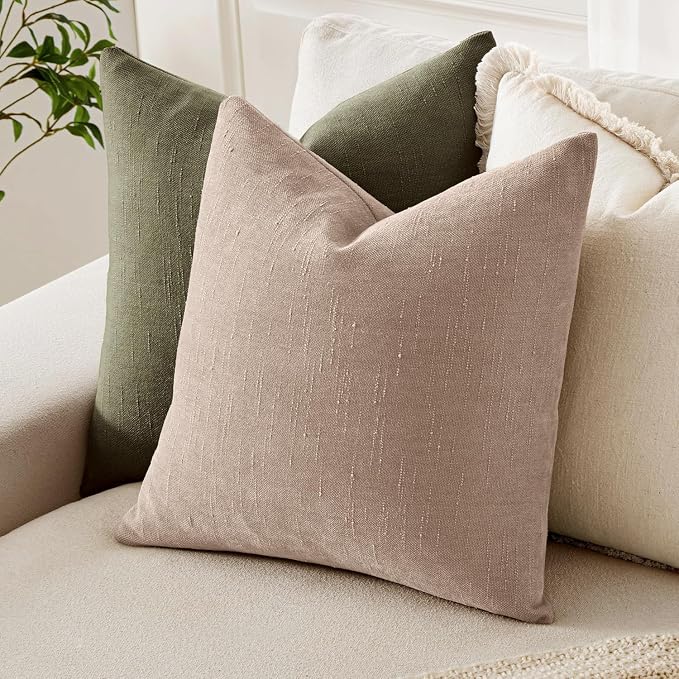 MIULEE 24x24 Inch Euro Textured Chenille Throw Pillow Covers Irish Cream | Pack of 2 Decorative Soft Throw Pillows,Solid Textured Cushion Covers,Modern Home Decor for Bed Couch Sofa Bedroom Livingroom