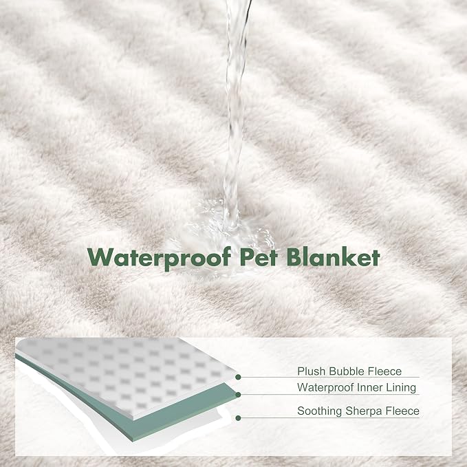 Soft Cozy Waterproof Dog Blanket for Couch - Room Decor Medium Pet Blanket for Furniture Protector, Washable Dog Crate Blankets for Indoors & Outdoors, Cream, 30"x40"