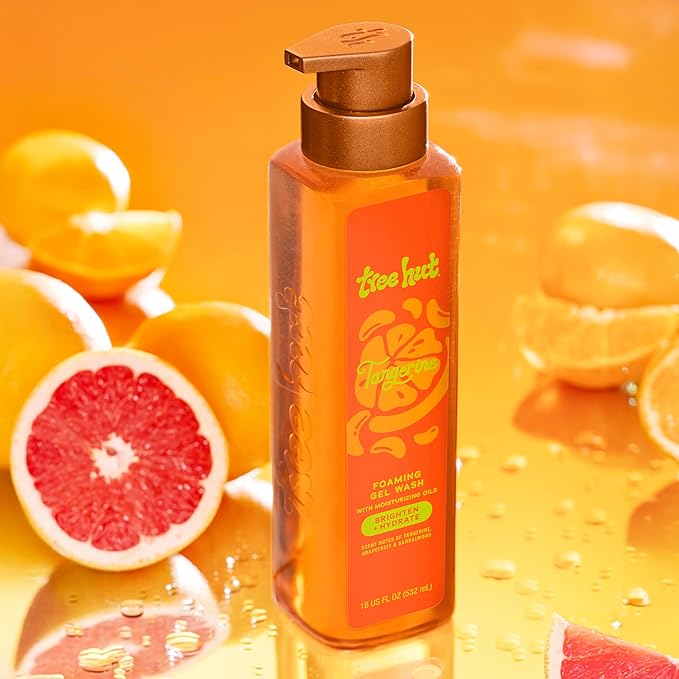 Tree Hut Tangerine Foaming Gel Body Wash, Mothers Day Gifts, Hydrating & Moisturizing Shower Gel for Smooth, Radiant Skin, Bright Citrus Scent, 18 fl oz