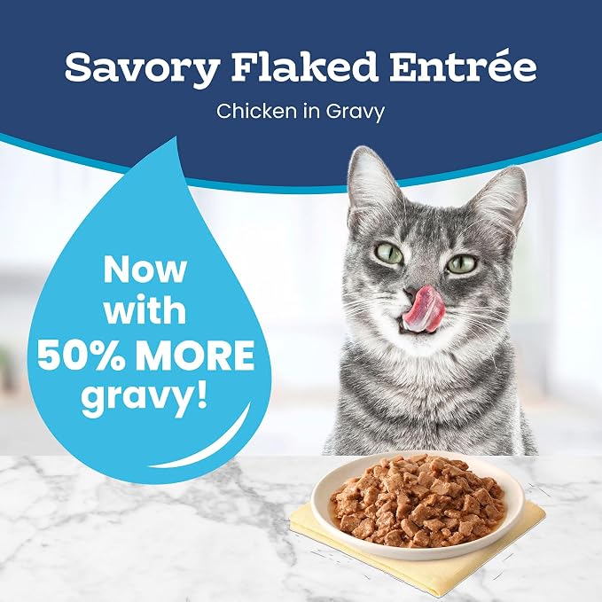 Blue Buffalo Tastefuls Chicken Flaked Wet Cat Food, 3 oz, 4 ct | Real Chicken First, Entrée in Gravy, No Chicken By-Product, Corn, Wheat, or Soy