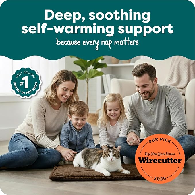 FurHaven ThermaNAP Self Warming Cat Mat, Dog Bed for Crates with Self-Warming Technology for Cozy Rest, Fully Machine Washable, Small, Plush Faux Fur, Espresso