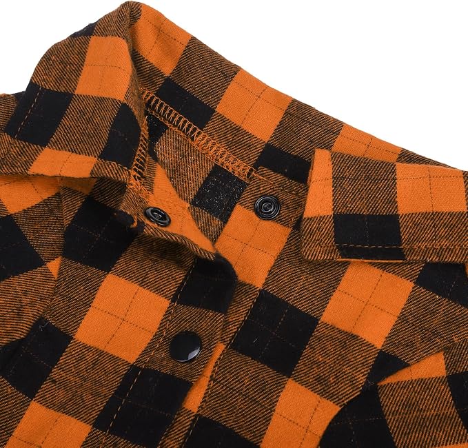 PUPTECK Classic Plaid Dog Shirt, Puppy Polo T-Shirt Clothes, Orange S | Soft Cotton Button Up Dog Clothes for Small Medium Dogs Boy Girl, Fashion Pet Tee, Chic Casual Pet Outfit Apparel