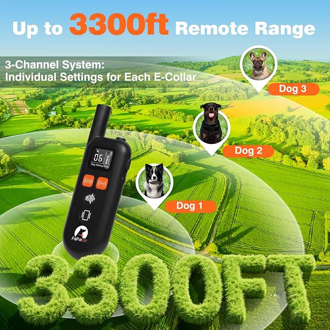 No Shock Dog Training Collar with Remote 3300ft Range, Humane Vibrating Dog Collar, 3 Modes Ultrasonic, Beep, Vibration for Small Medium Large Dogs - Security Lock & No Prongs
