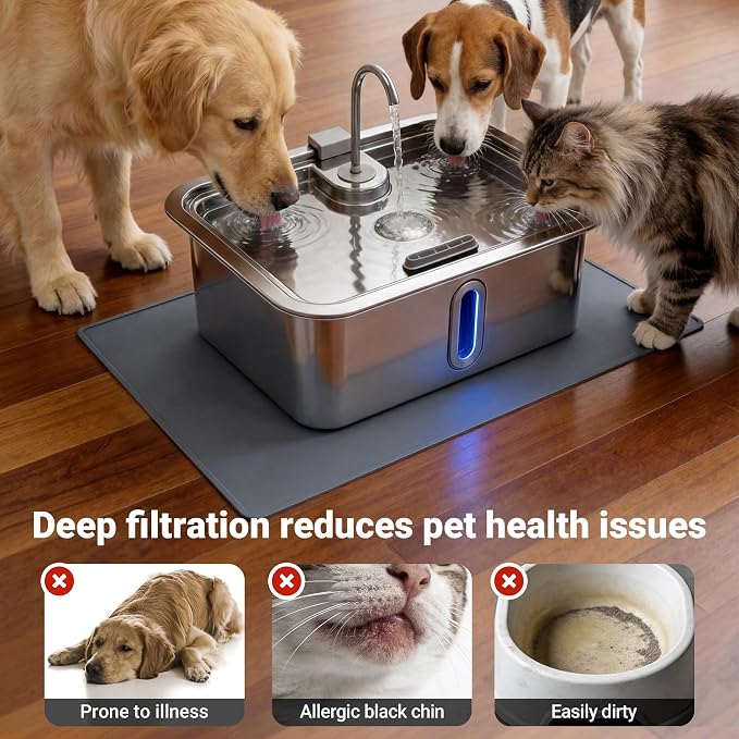 Dog Water Fountain Filter 12-Set, 12L/15L/18L Stainless Steel Dog Water Bowl Dispenser Filters, Pet Water Fountain Filters Set, 12 Filters and 12 Sponges