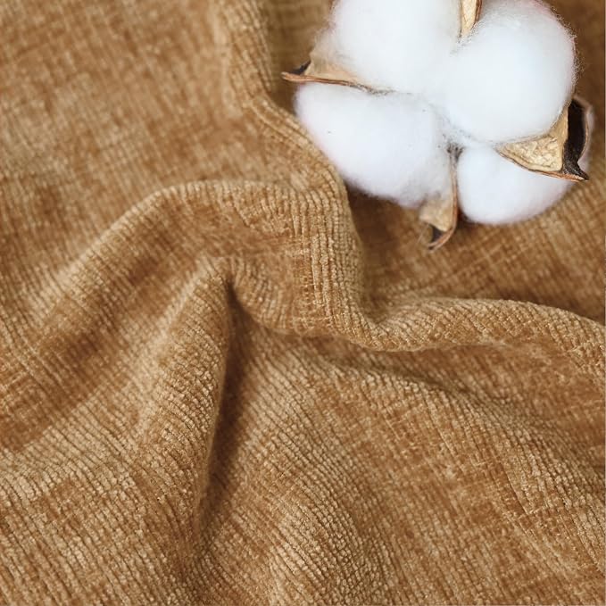 CaliTime Decorative Throw Pillow Covers 26 X 20 Inches Apricot Brown | Pack of 2, Cozy Chenille Cushion Cases for Sofa Bed Living Room Farmhouse Home