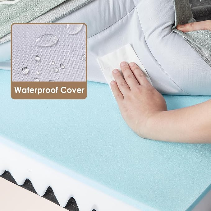 EHEYCIGA Orthopedic Extra Large Dog Bed, Waterproof Washable XL Pet Bed 44" | Non-Slip Bottom and Egg-Crate Memory Foam Big Dog Couch Bed with Washable Removable Cover, Greyish Green, 44Inch