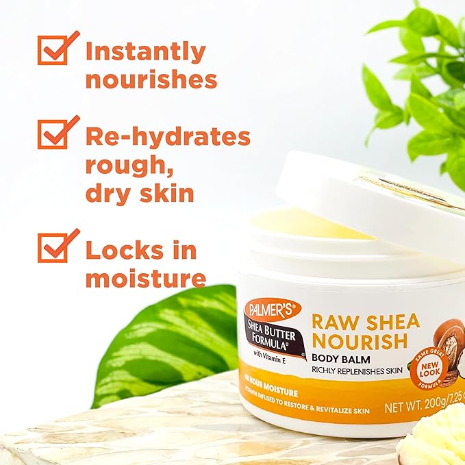 Palmer's Shea Butter Formula Raw African Shea Butter Balm,Nourishing Body Moisturizer for Rough,Dry Skin,7.25 Ounces,(Pack of 2)