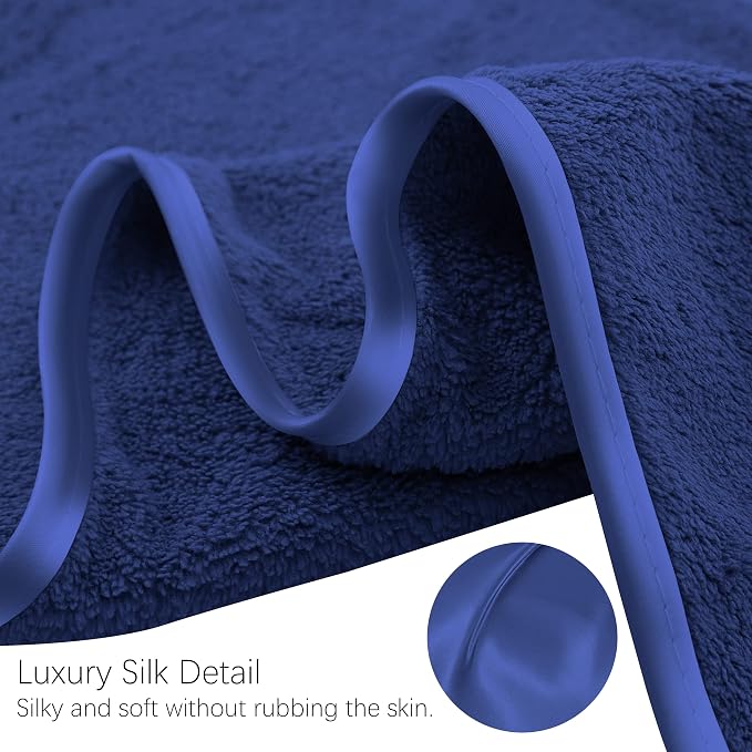 TENSTARS Silk Hemming Hand Towels for Bathroom - Quick Drying - Ultra Soft Microfiber Absorbent Towel for Bath Fitness, Gym, Shower, Hotel, and Spa - 16x28 Inch | Set of 6, Navy Blue