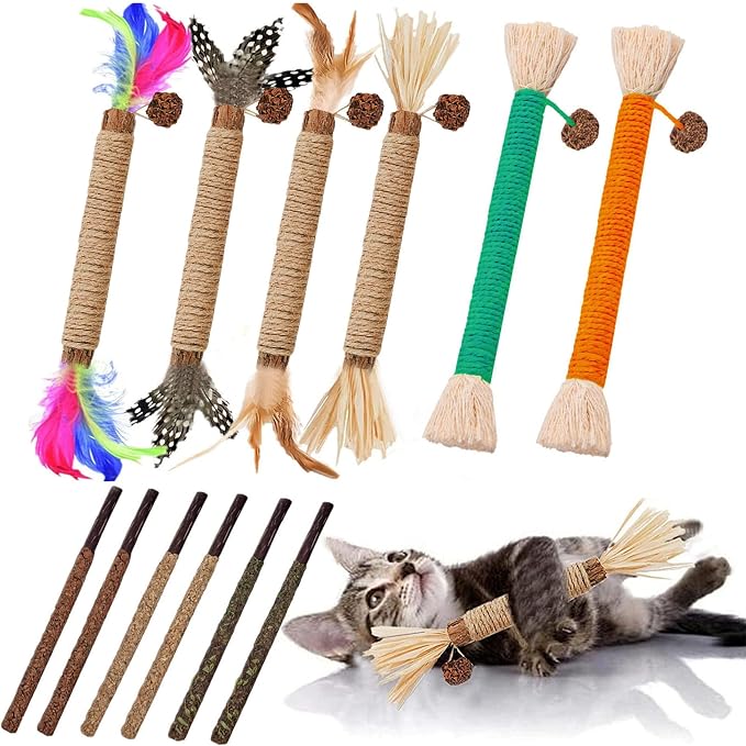 12 Pack Silvervine Cat Chew Sticks - Natural Kitten Toy for Cats