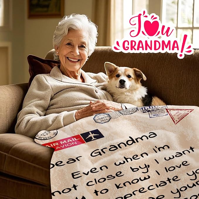 UFOORO Thoughtful Present for Elderly Women, Mother’s Day Grandma Gifts from Grandkids, Gifts for Grandma Soft Fleece Blanket 55 * 70, Mother’s Day Grandmother Gifts Cozy Plush Throw Blanket