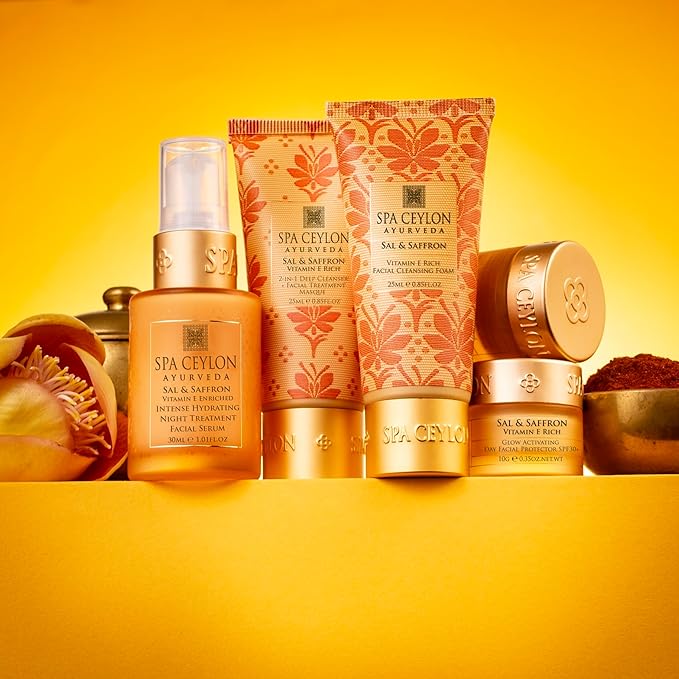 SPA CEYLON SAL & SAFFRON - VITAMIN E ENRICHED - SKIN CARE SET | Sal and Saffron | Vitamin E Enriched | Skin Care Set for a Complete Beauty Ritual | Body Care set