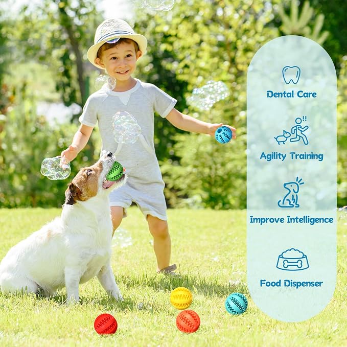 12 Pcs Dog Treat Toy Balls Bulk Interactive Dog Puzzle Toys Dispensing Puppy Balls for Teething Chew Enrichment for Boredom and Brain Stimulating Game to Keep Them Busy(Medium)
