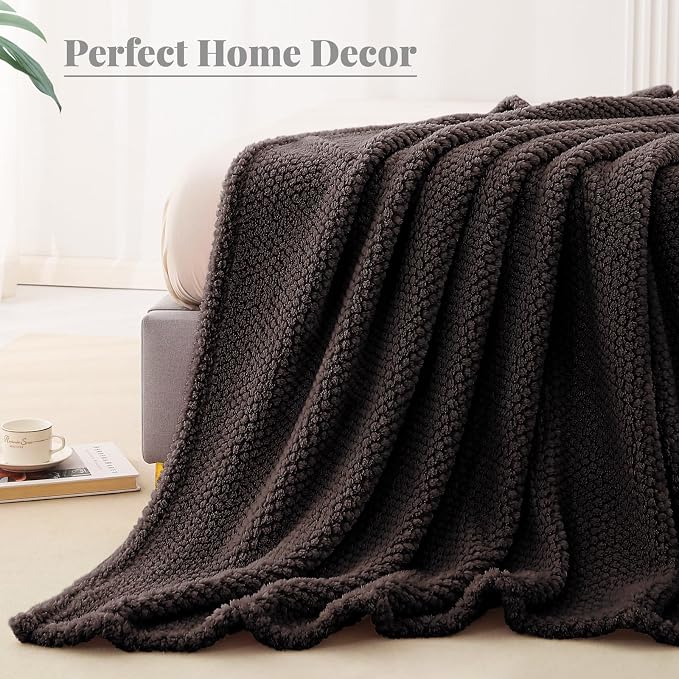 Whale Flotilla Soft Fleece Queen Size Bed Blanket, Coffee | 90x90 Inch, Suitable for Bed, Fluffy Fuzzy Jacquard Blankets for All Season, Lightweight and Cozy