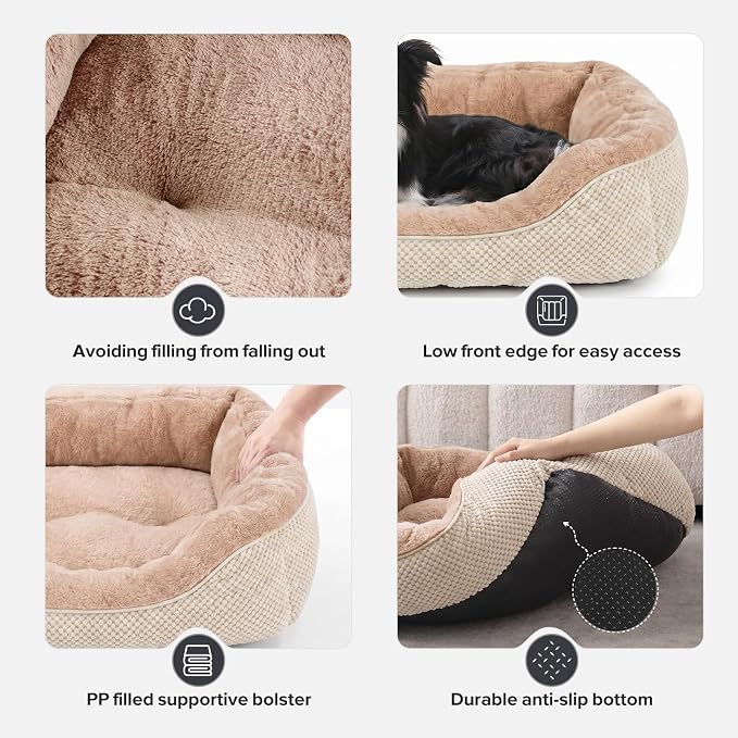 Large Dog Bed, Washable Orthopedic Warming Soft Sleeping Durable with Anti-Slip Bottom