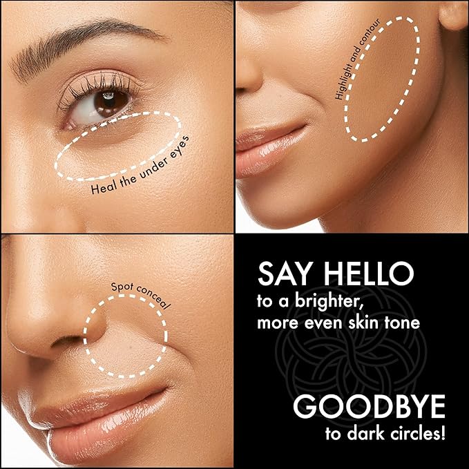 YENSA Skin On Skin BB + CC Full Coverage Concealer - Color Correcting Serum Concealer - Creaseless & Brightening Formula with Hyaluronic Acid & Superfood Complex - Deep Neutral (0.34 Fl oz)