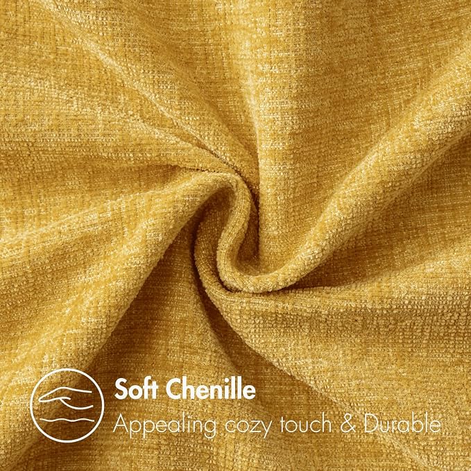 MIULEE Soft Chenille Throw Pillow Covers Mustard Yellow 18x18 Pack of 2 | Modern Home Decor, Classic Decorative Pillows, Solid Dyed Cases, Boho Couch Cushion Covers for Sofa Bed Living Room