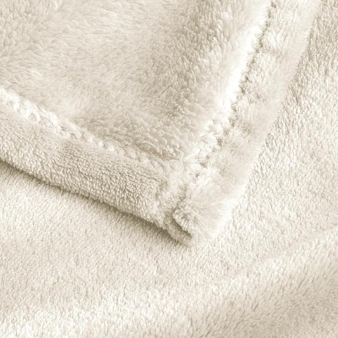 BEDELITE Fleece Blanket Soft Plush Oversized Bed Blanket Cream 120"x120" | Ultra Soft Plush Fleece, Lightweight Warmth, All Season Comfort, Fade Resistant, Machine Washable, Perfect for Sharing