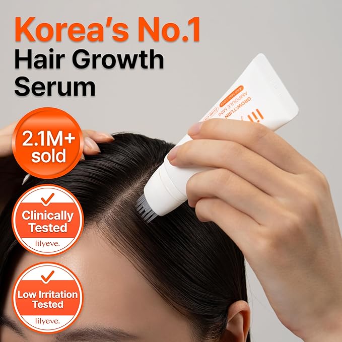 lilyeve GROWTURN Hair Growth Serum with Built-in Brush, Heartleaf-Derived Exosomes to Revitalize & Thickening Hair, Hair Growth Accelerator - Korean Hair Care, 1.01 fl. oz. (Pack of 2)
