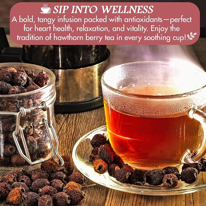 Cure wid Pure Organic Hawthorn Berry Tea 16oz | Non-GMO Caffeine-Free Hawthorne Berry Tea | Resealable Eco-Friendly Bag | Dried Hawthorn Berries For Heart Health,High Blood Pressure Support & Wellness