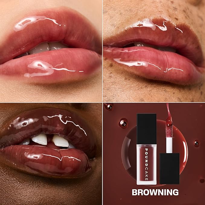 POUND CAKE Cake Theory Lip Tone Equalizing Oil Duo | Hydrating and High-Shine Blurring Lip Oils in Browning (Purple Brown Tint) & Melted Butter (Yellow Tint) | Clean, Vegan, and Moisturizing Formula –