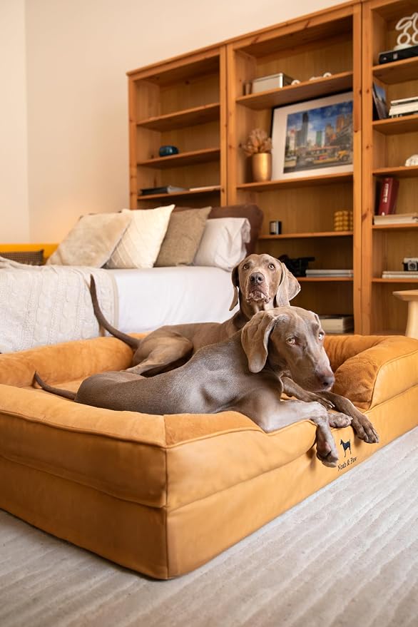 NOAH & PAW Giant Dog Bed XXL, 55x45x11 Inch, Orthopedic Dog Beds, Eggshell Memory Foam Infused with Cooling Gel, Inner Cover, Water Resistant, Machine Washable (Faux Leather)