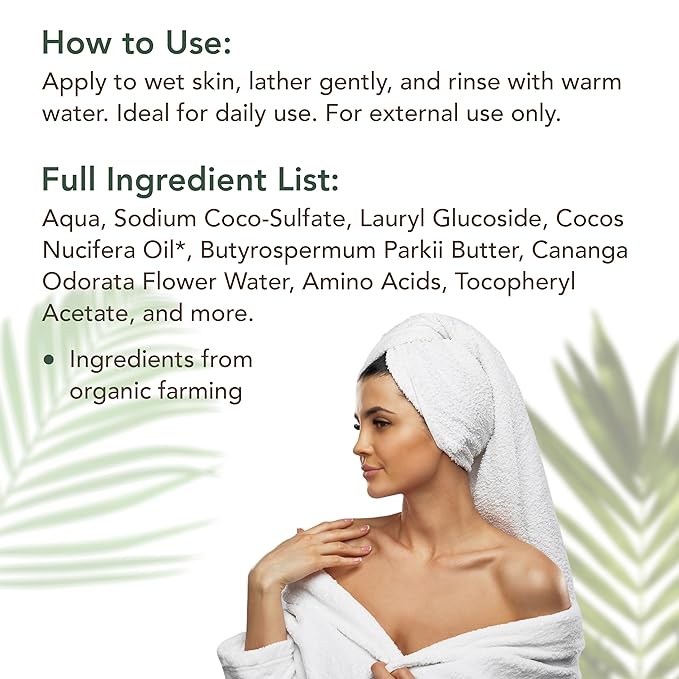 ECOLATIÈR Shower Oil – Organic Coconut Oil – Moisturizing & Nourishing Body Wash for Women, 95.5% Natural, Vegan, for Sensitive Skin - 8.5 Fl Oz (Coconut oil)