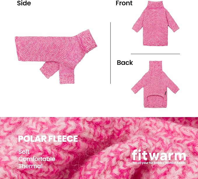 Fitwarm Knitted Turtleneck Dog Sweater, Cozy Dog Winter Clothes for Small Dogs Girl, Holiday Pet Outfit, Heather Pink, XXL