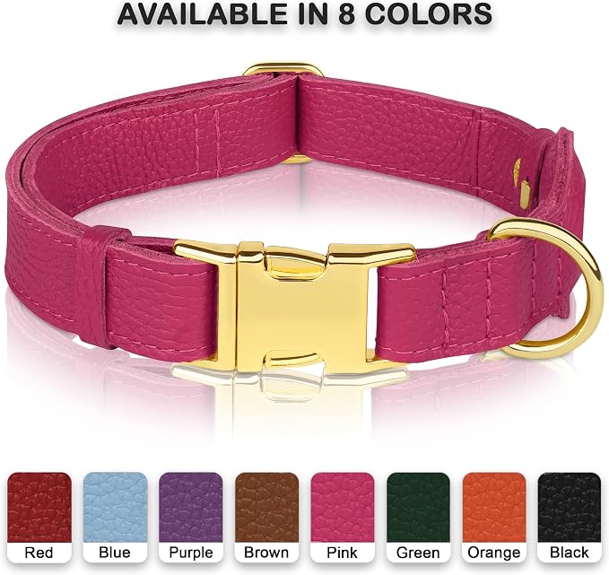 Leather Airtag Dog Collar - Soft Tracking Dog Collar with Apple AirTag Holder and Metal Buckle - Safety GPS Pet Collars for Small Medium Large Dogs Puppy Pink Red (Pink, S, 12"-15" Neck Fit)