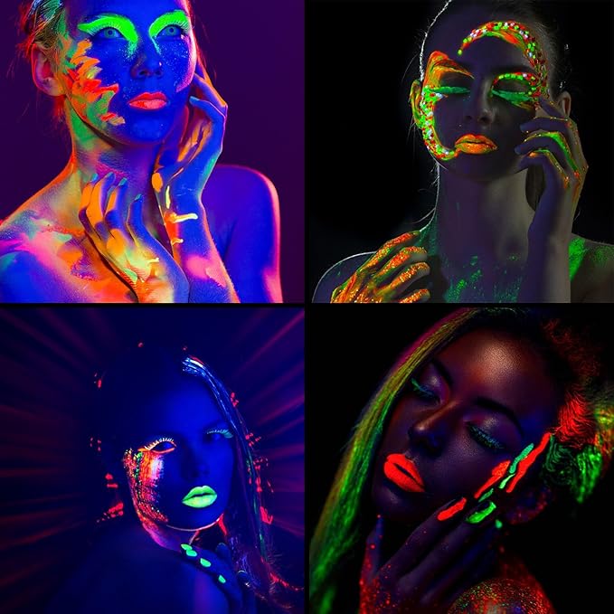 Glow King Blacklight Reactive Crayons | Glow in the Dark Paint for Face and Body | Intense Luminous Sticks for Fluorescent Parties | Colorful UV Makeup Neon Gift | Glow Markers Accessories - 12 Pcs
