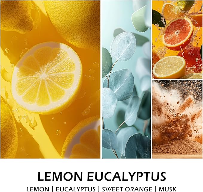 Molensun Lemon Eucalyptus Scented Candles, Aromatherapy Jar Candle, 7 oz Long Lasting Candles, Soy Wax Candle Gift for Women