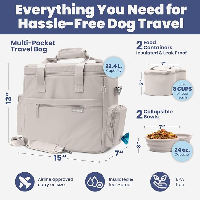 Rubyloo Original Doggy Bag™ Dog Travel Bag for Supplies with Travel Bowls