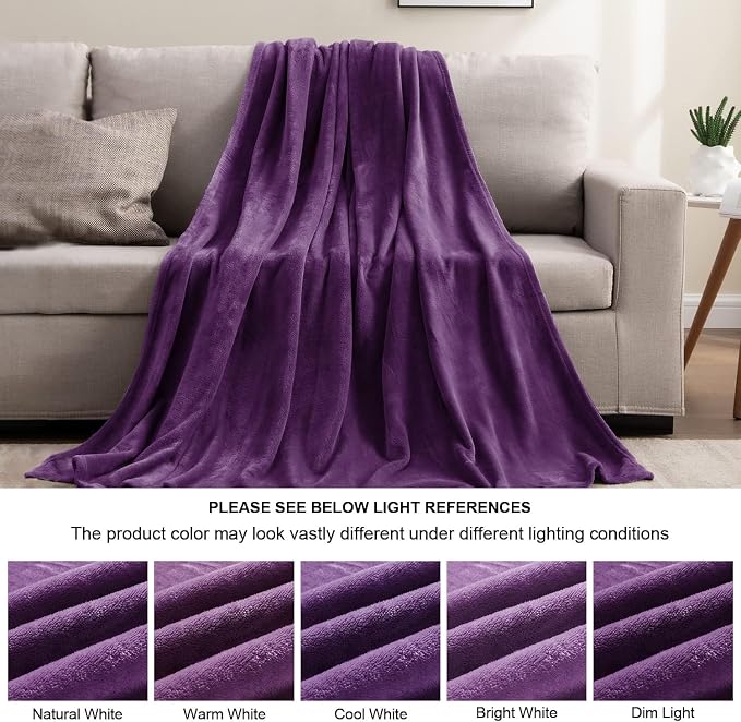 BEDELITE Fleece Blanket Soft Plush Throw for Couch Purple 50"x70" | Ultra Soft Fleece, Plush Microfiber, Lightweight Warmth, All Season Comfort, Fade Resistant, Machine Washable, Couch Sofa Bed