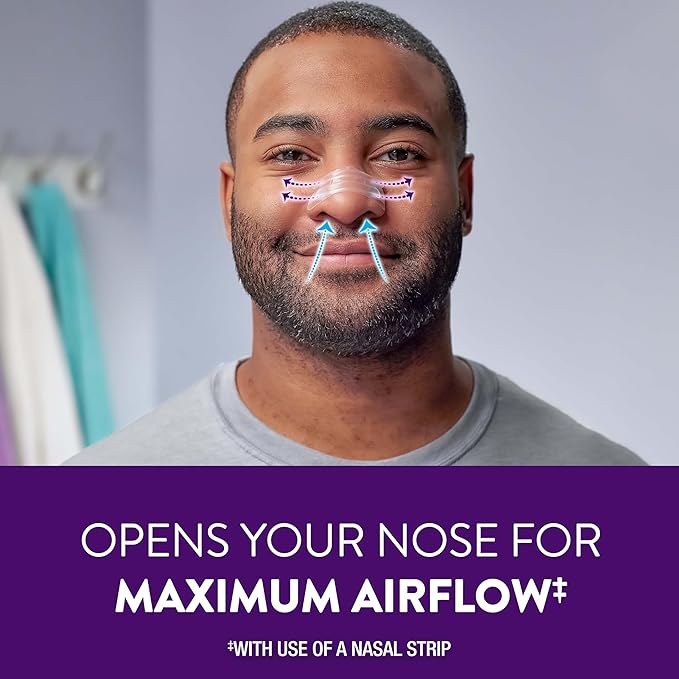 ZzzQuil Sleep Nasal Strips, Clear Nasal Strips, Snoring Relief from Nasal Congestion, Works Instantly, Reduces Nasal Congestion for Less Snoring and Better Sleep, Drug Free, 52 Nasal Strips