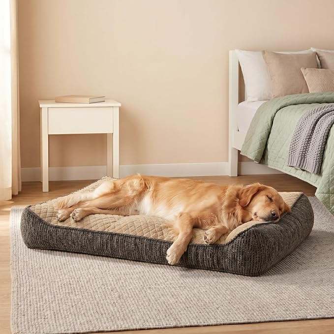 JOEJOY XL Orthopedic Dog Bed Large Size Dog, Extra Thick Big Dogs Couch Bed | Ultra Soft Extra Large Pet Bed Sofa with Bolster Sides & Removable Washable Cover, Brown, 42''x30''