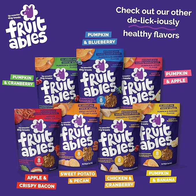 Fruitables Baked Dog Treats, Low Calorie Treats, Pumpkin & Apple, 7oz | Healthy Dog Treats, Training Treats, Crunchy Dog Biscuits, Limited Ingredient Recipe, Healthy Puppy Snacks, Made in USA