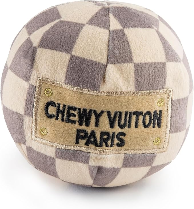 Haute Diggity Dog Chewy Vuiton Ball Plush Dog Toy, Designer Parody Toy