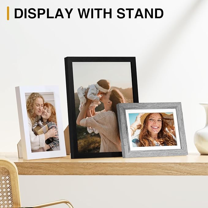 Vittanly 15 Pack Gallery Wall Frame Set, Black, Grey, White | Picture Frames Collage Wall Decor: 3pcs 8x10, 6pcs 5x7, 6pcs 4x6. Picture Frame Set for Wall or Tabletop Display