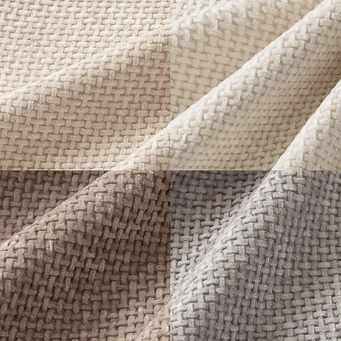 MIULEE Decorative Chenille Pillow Covers Neutral Beige 16x16 Pack of 4 | Modern Home Decor, Cozy Cream Collection, Couch Throw Pillows, Farmhouse Boho Cushion Covers for Sofa Bed Living Room