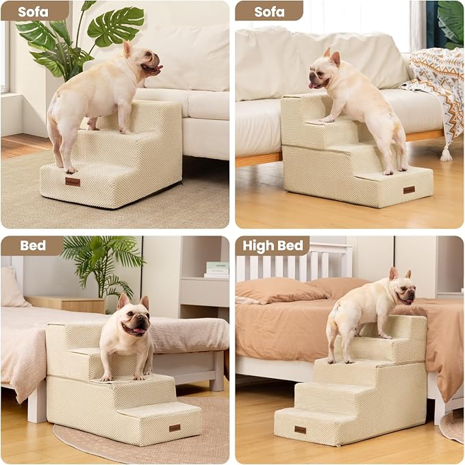 Aodisman Dog Stairs for High Beds 22.6" H, 5-Step Pet Steps for Small Dogs | Indoor Non-Slip Pet Stairs with Carry Handle for Puppies, Senior Cats & Short-Legged Dogs to Reach High Beds & Window Sills