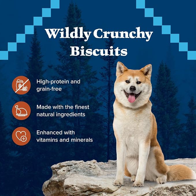 Blue Buffalo Wilderness Trail Treats Crunchy Dog Biscuits Grain-Free and High-Protein Dog Treats, Turkey Recipe 36-oz Box (Pack of 3)