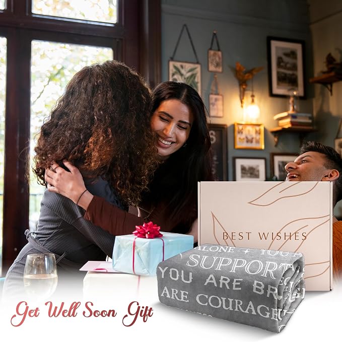 Gifts for Women Men- Get Well Soon Blanket | Sympathy Gifts for Him Her, Thinking of You Present, Inspirational Birthday Gift for Dad Friend Brother Son, 80'' x 60''