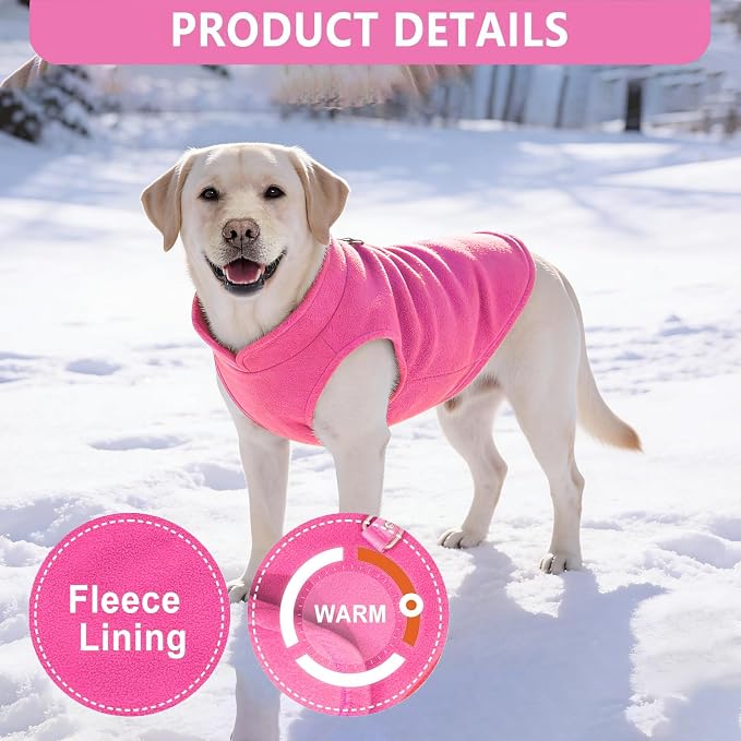 2 Pack XXXL Dog Sweater, Fleece Dog Sweaters for Large with Leash Ring Winter Warm Pet Sweater Thick Clothes Pullover Dog Sweatshirt Coat,XXXL,Pink,Purple