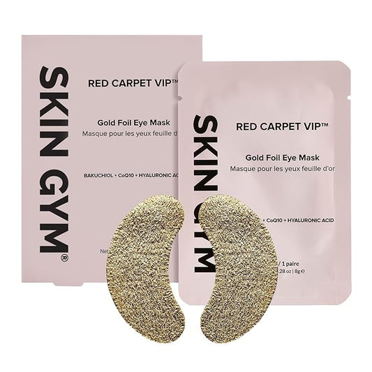 SKIN GYM Gold Foil Eye Mask 5 Pack, Hydrating and Brightening Under-Eye Treatment with Bakuchiol and Hyaluronic Acid